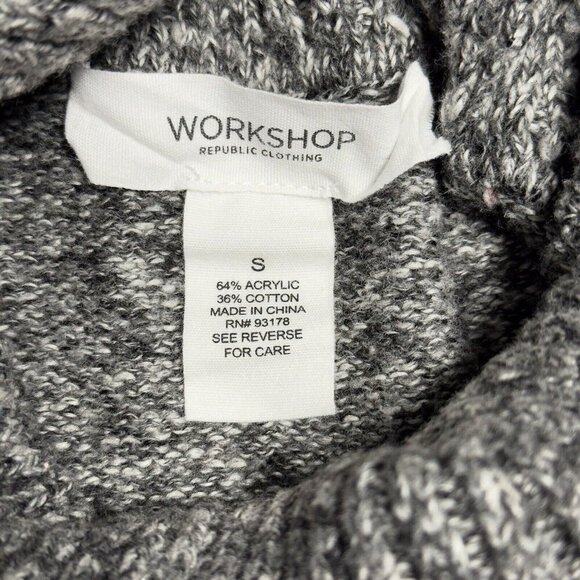 Workshop Republic Gray Cowl Turtleneck Sweater Long Soft Cozy Zip Pocket - Picture 6 of 10